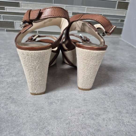 7 Michael Kors Brown Leather Platform Sandals - Picture 10 of 14